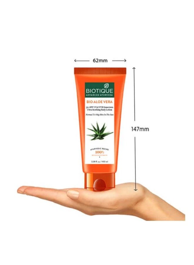 Biotique Sun Shield Aloe Vera 30+ Spf Sunscreen Ultra Soothing Lotion For Normal Skin, 100Ml - Image 3